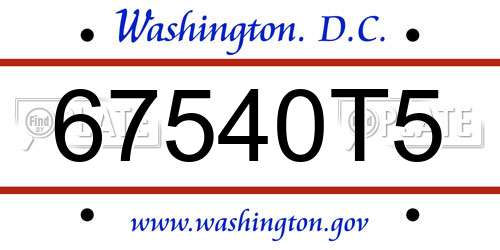 67540T5 District Of Columbia License Plate