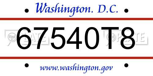 67540T8 District Of Columbia License Plate