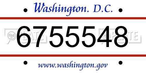 6755548 District Of Columbia License Plate