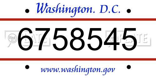 6758545 District Of Columbia License Plate