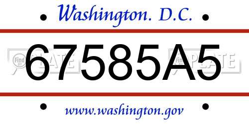 67585A5 District Of Columbia License Plate