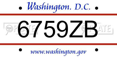 6759ZB District Of Columbia License Plate