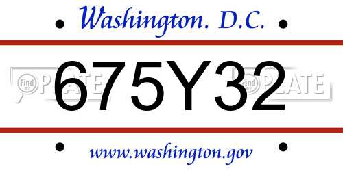 675Y32 District Of Columbia License Plate