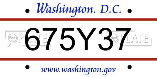 675Y37 District Of Columbia License Plate