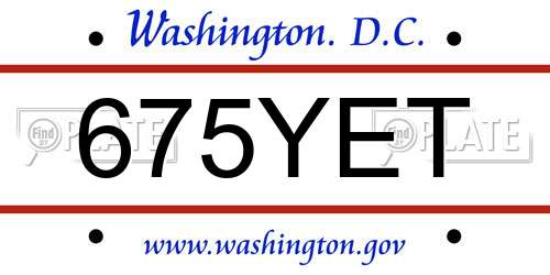 675YET District Of Columbia License Plate