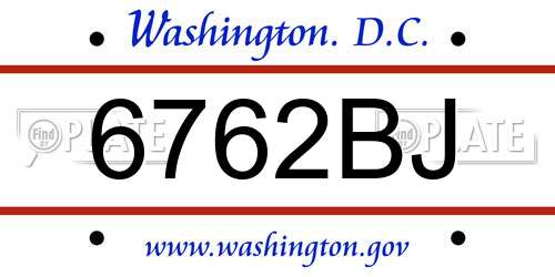 6762BJ District Of Columbia License Plate