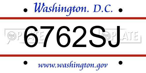 6762SJ District Of Columbia License Plate
