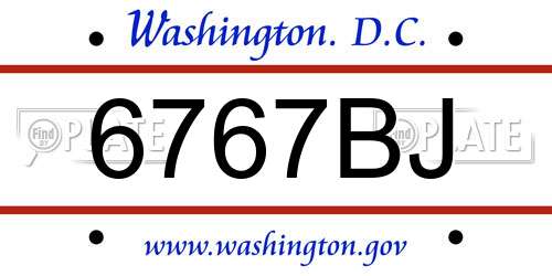 6767BJ District Of Columbia License Plate