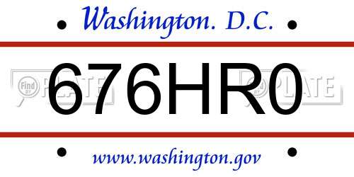 676HR0 District Of Columbia License Plate