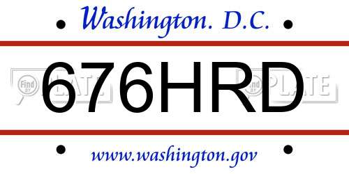 676HRD District Of Columbia License Plate