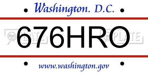 676HRO District Of Columbia License Plate