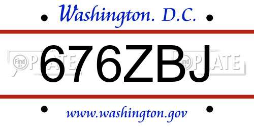676ZBJ District Of Columbia License Plate