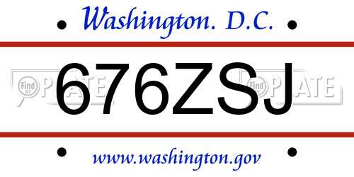 676ZSJ District Of Columbia License Plate