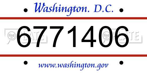 6771406 District Of Columbia License Plate