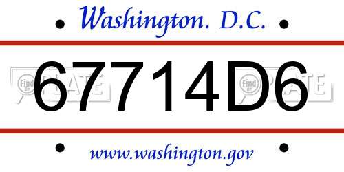 67714D6 District Of Columbia License Plate