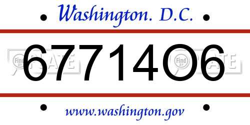 67714O6 District Of Columbia License Plate