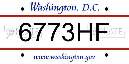 6773HF District Of Columbia License Plate