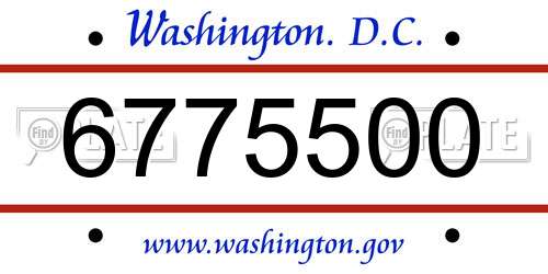 6775500 District Of Columbia License Plate