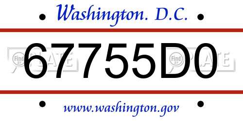 67755D0 District Of Columbia License Plate