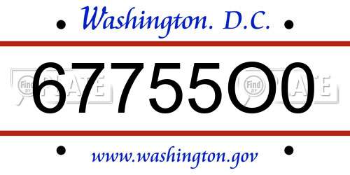 67755O0 District Of Columbia License Plate