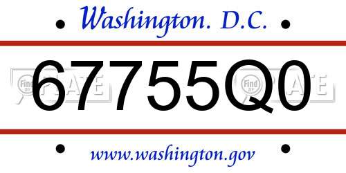 67755Q0 District Of Columbia License Plate