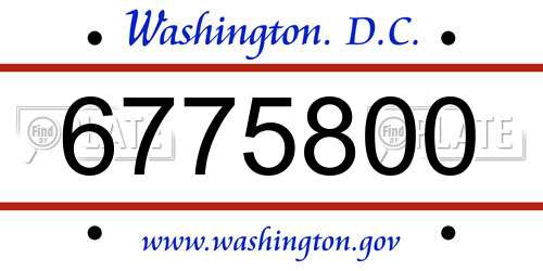 6775800 District Of Columbia License Plate