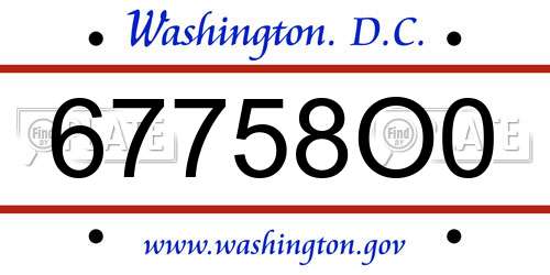 67758O0 District Of Columbia License Plate