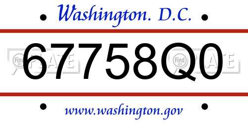 67758Q0 District Of Columbia License Plate