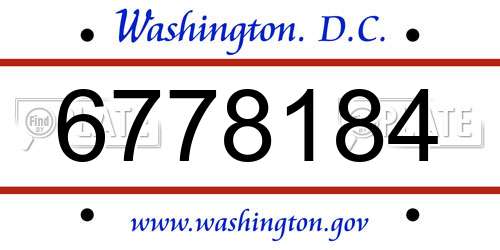 6778184 District Of Columbia License Plate
