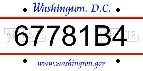 67781B4 District Of Columbia License Plate