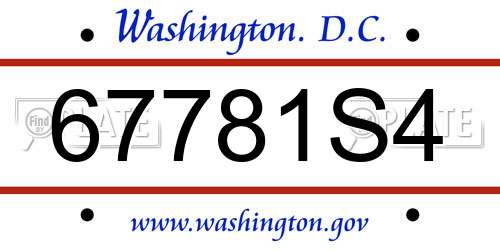 67781S4 District Of Columbia License Plate