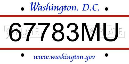 67783MU District Of Columbia License Plate