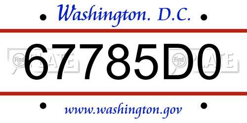 67785D0 District Of Columbia License Plate