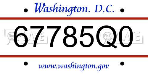 67785Q0 District Of Columbia License Plate
