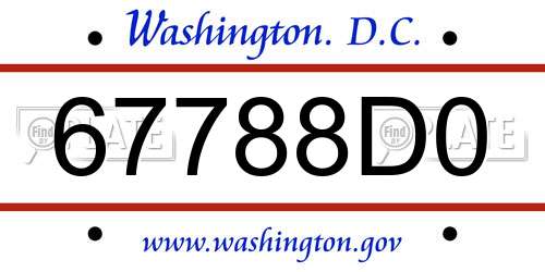 67788D0 District Of Columbia License Plate