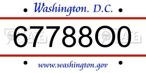 67788O0 District Of Columbia License Plate