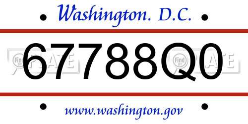 67788Q0 District Of Columbia License Plate