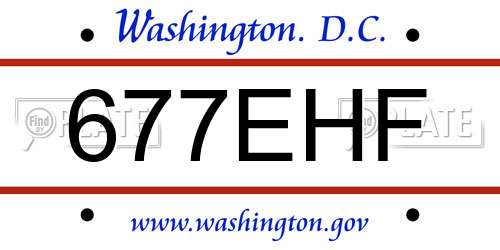 677EHF District Of Columbia License Plate