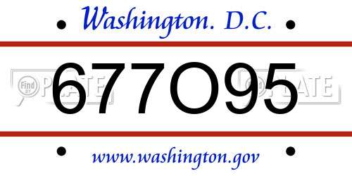 677O95 District Of Columbia License Plate