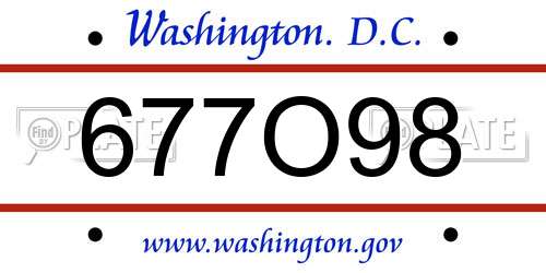 677O98 District Of Columbia License Plate