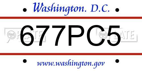 677PC5 District Of Columbia License Plate