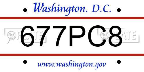 677PC8 District Of Columbia License Plate