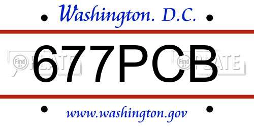 677PCB District Of Columbia License Plate
