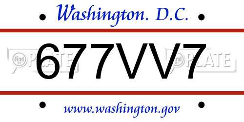 677VV7 District Of Columbia License Plate