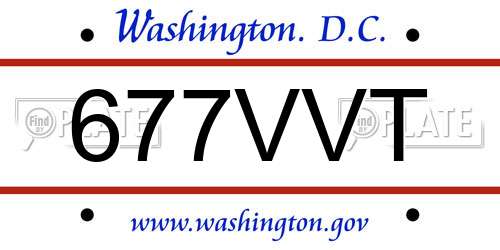 677VVT District Of Columbia License Plate