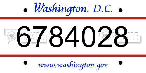 6784028 District Of Columbia License Plate