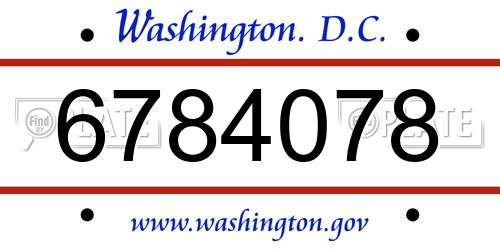 6784078 District Of Columbia License Plate