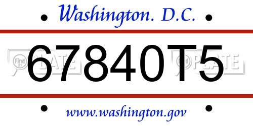 67840T5 District Of Columbia License Plate