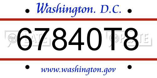 67840T8 District Of Columbia License Plate