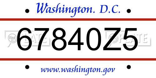 67840Z5 District Of Columbia License Plate